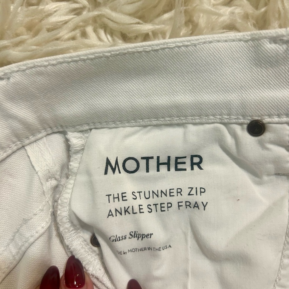 MOTHER White Ankle Step Fray Jeans